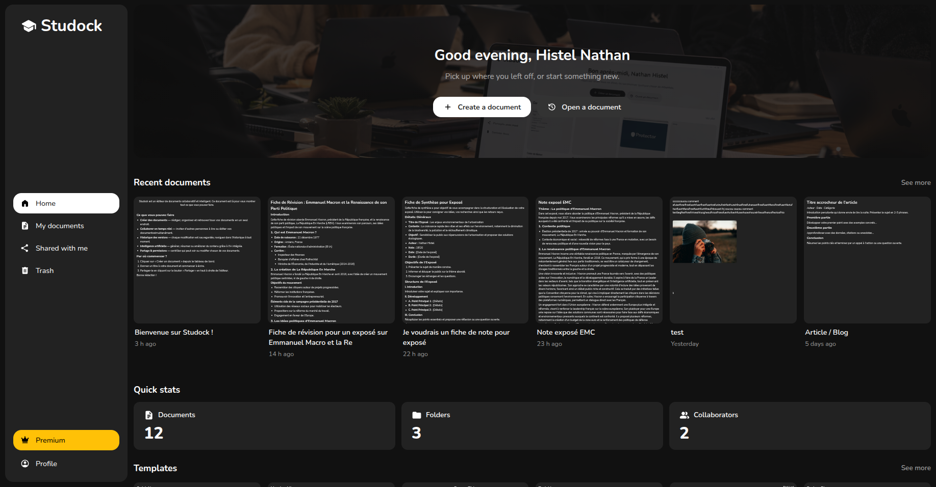 Studock interface